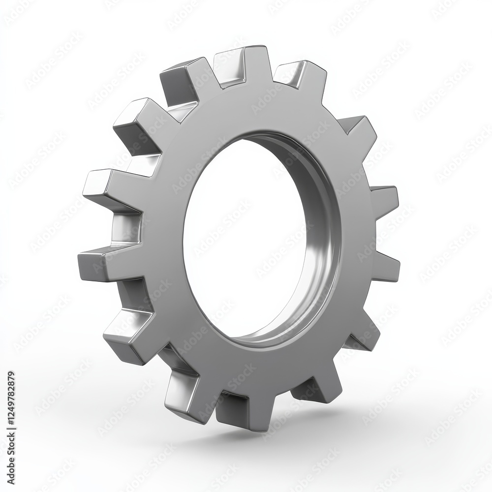 Gear 3D render icon on white background, representing machinery, technology, engineering concepts. Gear 3D render icon on white background, representing machinery, technology, engineering concepts.