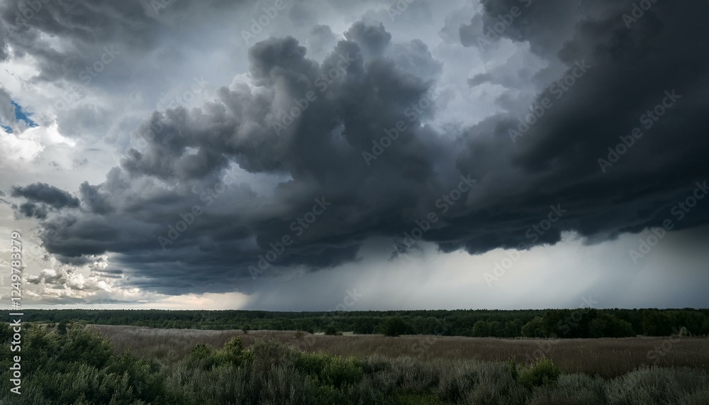 Thunderclouds in stormy sky, dark gray cloudscape before rain Thunderclouds in stormy sky, dark gray cloudscape before rain