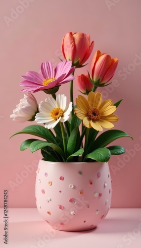 Wallpaper Mural Gorgeous flower arrangement, stylish polka dot planter , decorative, garden, photography Torontodigital.ca