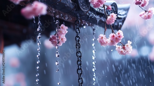 Cherry blossoms in the rain photo