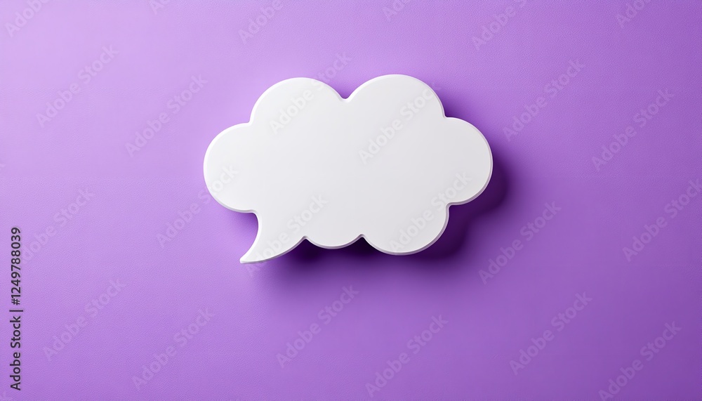 White speech bubble on a purple background, with smooth, rounded edges for clear contrast and focus White speech bubble on a purple background, with smooth, rounded edges for clear contrast and focus