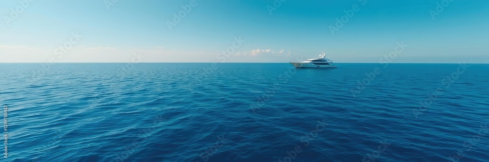 serene blue ocean waters with luxury yachts in the distance, reflection, boat serene blue ocean waters with luxury yachts in the distance, reflection, boat
