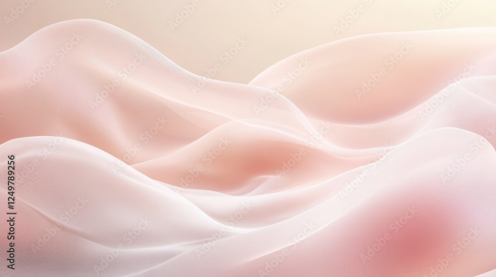 Obraz premium Abstract beige and peach waves with fine line texture, creating a smooth, elegant, and minimalist background ideal for website headers, presentations, and modern design projects