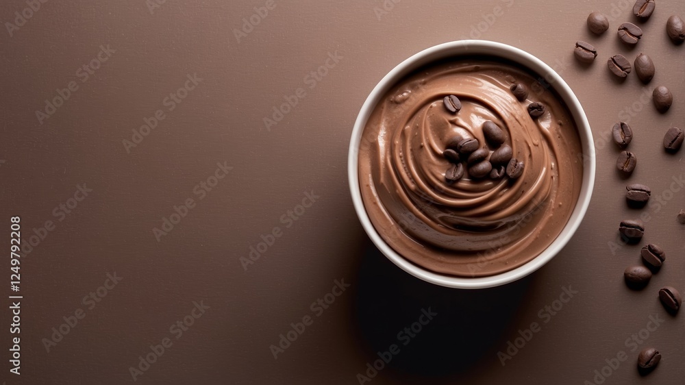 Indulgent chocolate ice cream delight in minimalist setting Indulgent chocolate ice cream delight in minimalist setting