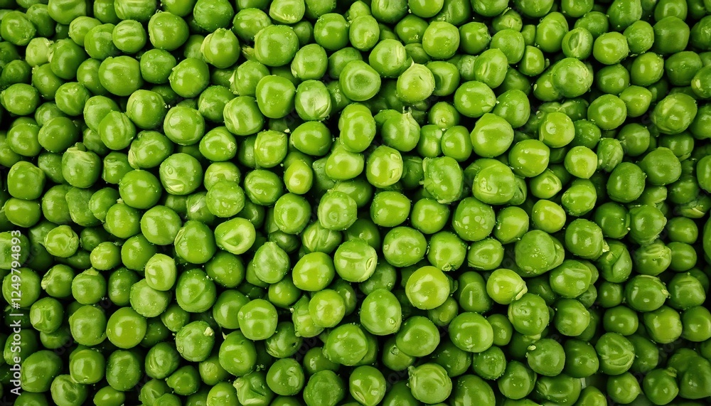 Fresh green peas collected in a heap at a local market stall