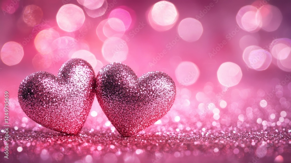 Glittering pink hearts with soft glow effects for a dreamy Valentine's feel. Glittering pink hearts with soft glow effects for a dreamy Valentine's feel.