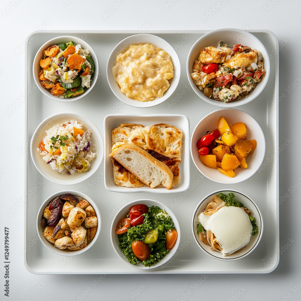Colorful and diverse food platter featuring a variety of dishes including grains, vegetables, and fruits for a balanced meal experience Colorful and diverse food platter featuring a variety of dishes including grains, vegetables, and fruits for a balanced meal experience
