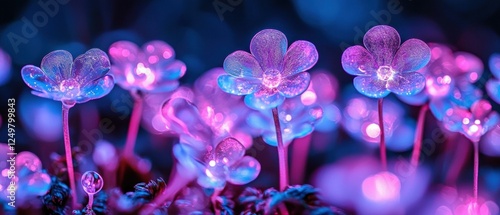 Glowing flowers in vibrant colors. AI.