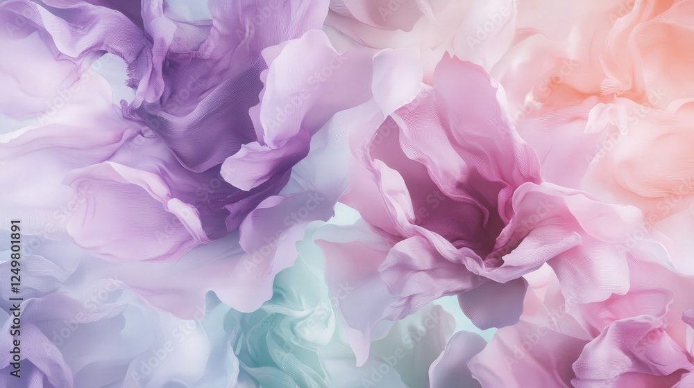 Fototapeta premium Pastel Fabric Flowers Soft Hues Delicate Texture