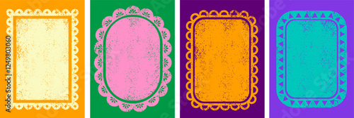 Mexican Frames collection. Wedding, Cinco de Mayo, Fiesta, Dia De Los Muertas, Day of the dead, Mexican holiday. Vector banner, cards design