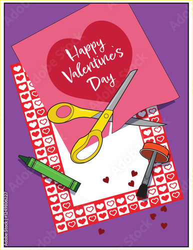 A Valentine's Day card under construction.