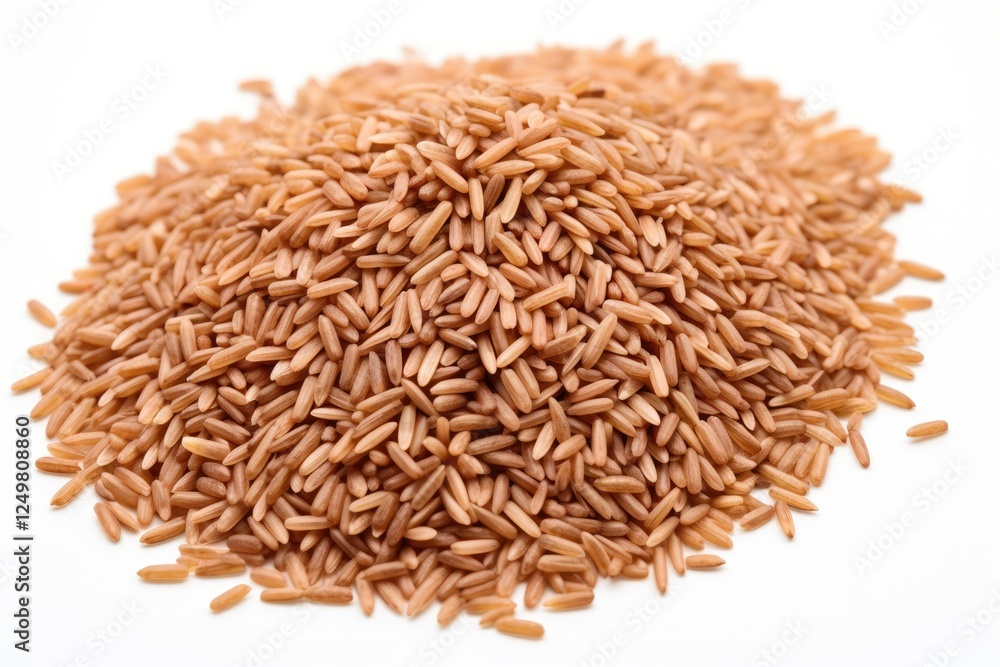 Pile of brown rice on a white surface Pile of brown rice on a white surface
