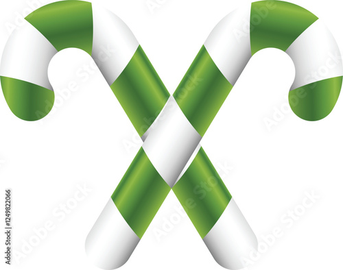 Crossed Green Candy Canes Illustration

