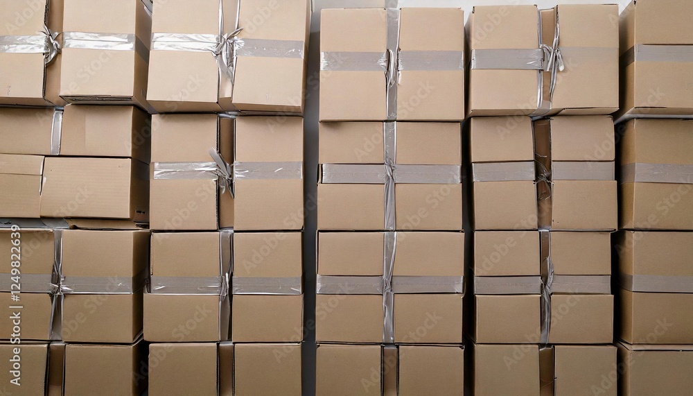 Warehouse filled with stacked cardboard boxes ready for shipping and delivery operations Warehouse filled with stacked cardboard boxes ready for shipping and delivery operations