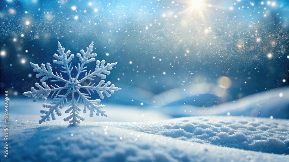 Snowy landscape with a delicate snowflake pattern on the white texture background, icy scene, winter, cold climate Snowy landscape with a delicate snowflake pattern on the white texture background, icy scene, winter, cold climate