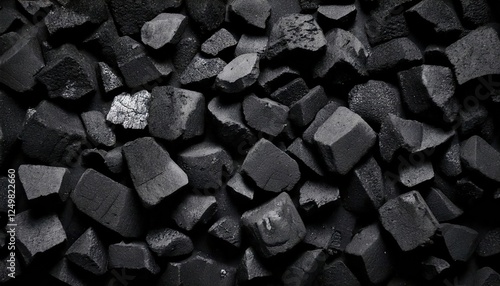 Wallpaper Mural Charcoal pieces stacked together in a dark, textured arrangement Torontodigital.ca