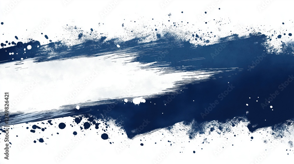 Abstract navy blue and white brush stroke background with paint splatters Abstract navy blue and white brush stroke background with paint splatters