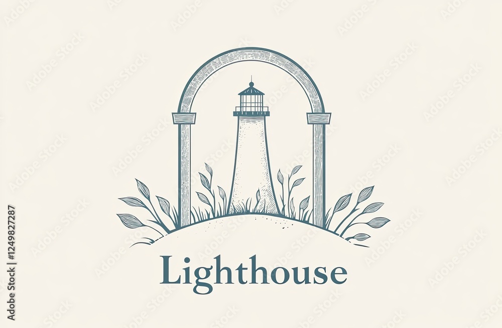 Lighthouse Logo with Minimal Line Art Design Lighthouse Logo with Minimal Line Art Design