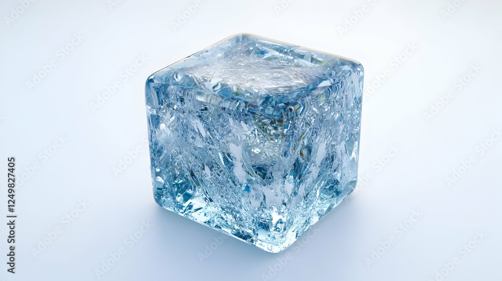 Fototapeta premium Ice cube, frozen water, studio shot, clean background, beverage