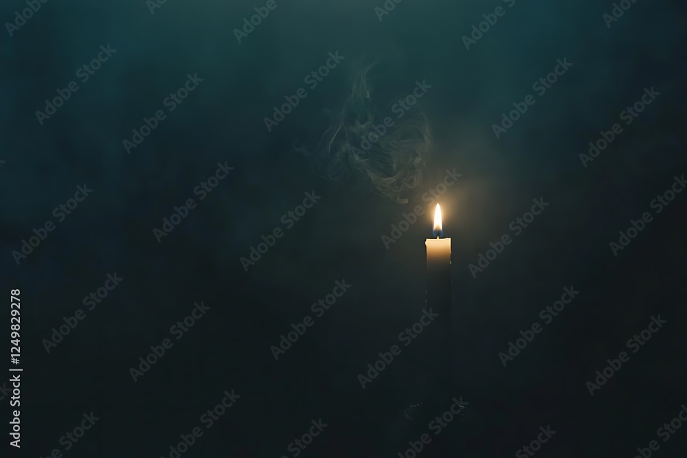 custom made wallpaper toronto digitalA single candle glowing in the dark with smoke