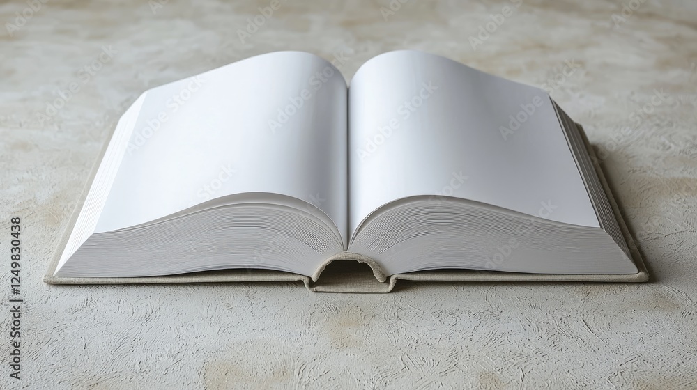 Open Blank Book on Textured Surface Ready for Creative Input Open Blank Book on Textured Surface Ready for Creative Input