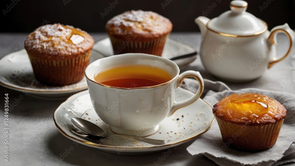Cozy Freshly Baked Muffins and Glossy Pudding: A Close-Up of Homemade Warmth Cozy Freshly Baked Muffins and Glossy Pudding: A Close-Up of Homemade Warmth