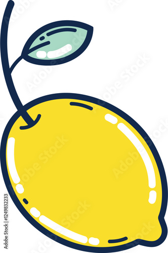 Fresh Yellow Lemon with Leaf

