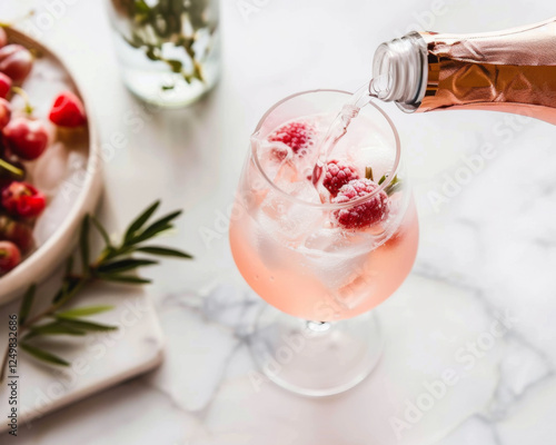 Champagne cocktail being poured photo