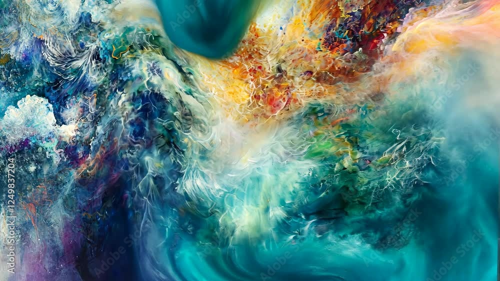 Abstract artwork featuring vibrant colors and fluid textures inspired by nature