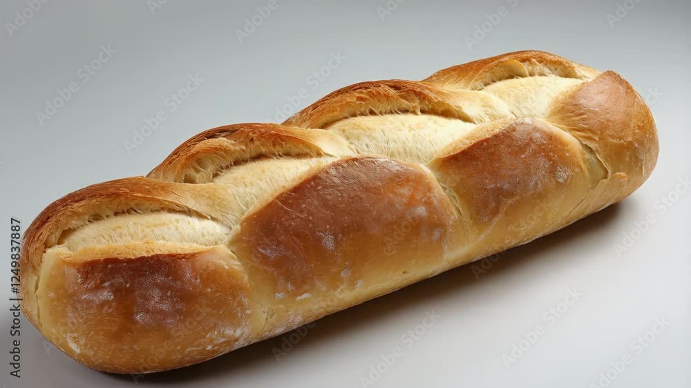 Fresh baked white bread loaf, appetizing bakery product, close up on light table. Concept of bakery goods, flour products and quick carbohydrates Fresh baked white bread loaf, appetizing bakery product, close up on light table. Concept of bakery goods, flour products and quick carbohydrates