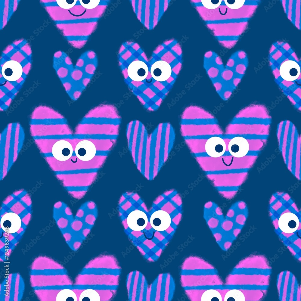 Fototapeta premium Valentine hearts seamless 14 February love pattern for wrapping paper