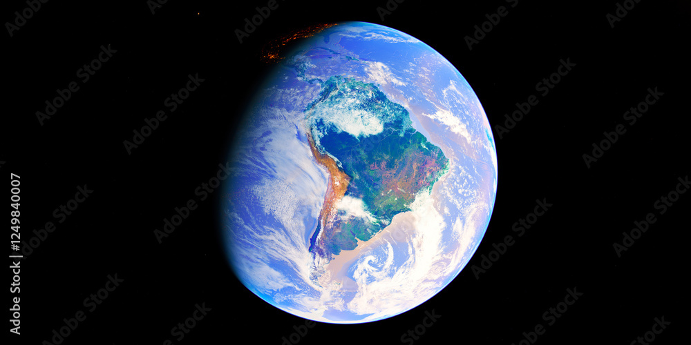 Obraz premium Earth South America - Earth is a rocky, terrestrial planet, the third from the Sun, and the only known planet to support life.
