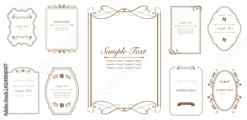 Vintage calligraphic frames, retro elegant ornamental Isolated borders, vector set.eps