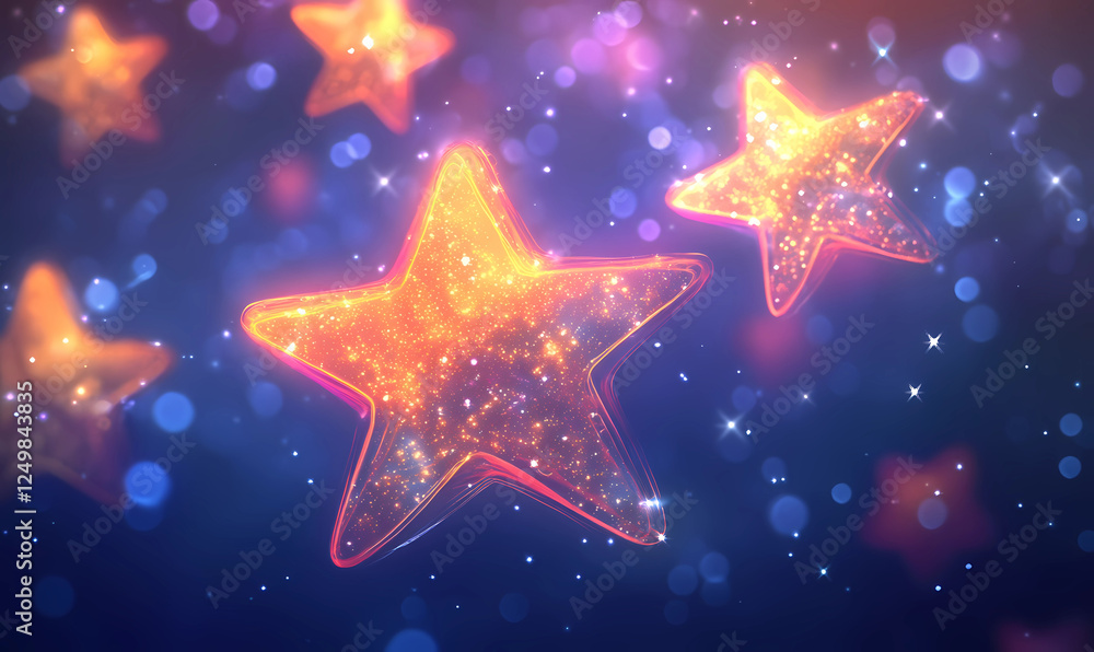 Bundle of Glowing Stars Outlined in Soft Light, Creating a Dreamy, Magical Atmosphere in the Night Sky Bundle of Glowing Stars Outlined in Soft Light, Creating a Dreamy, Magical Atmosphere in the Night Sky