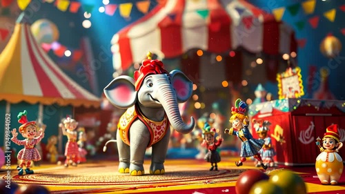 Circus Elephant Spectacle: A Whimsical 3D Render