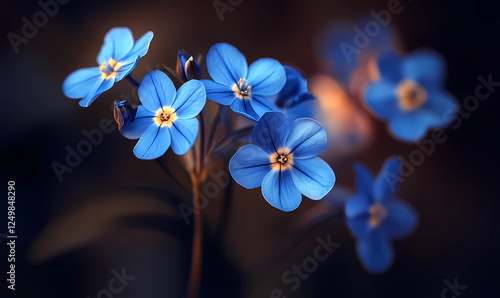 Electric blue forget-me-not with high-res details, showcasing the intricate beauty and softness of this delicate flower