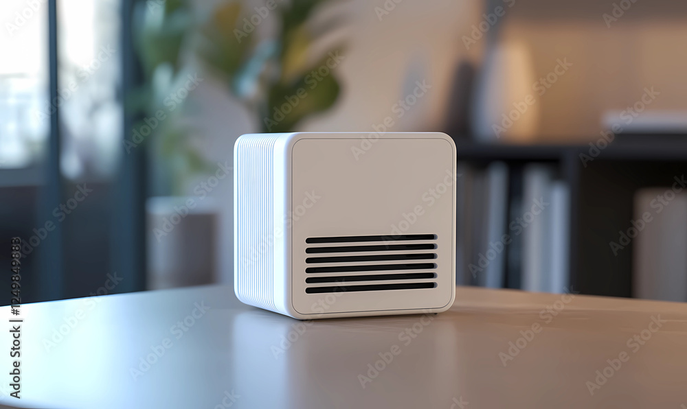 Compact square air quality detector with air vents, ensuring fresh, clean air for a healthier environment Compact square air quality detector with air vents, ensuring fresh, clean air for a healthier environment