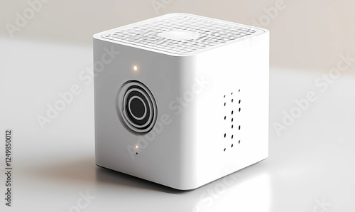 Cube-Shaped Air Quality Sensor with Vents on the Top, Designed for Efficient Indoor Air Monitoring photo