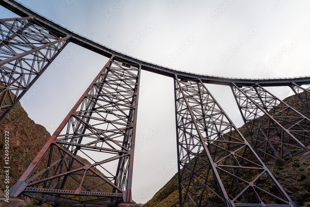 Viaduct Polvorilla Railway Bridge in Salta Region Argentina