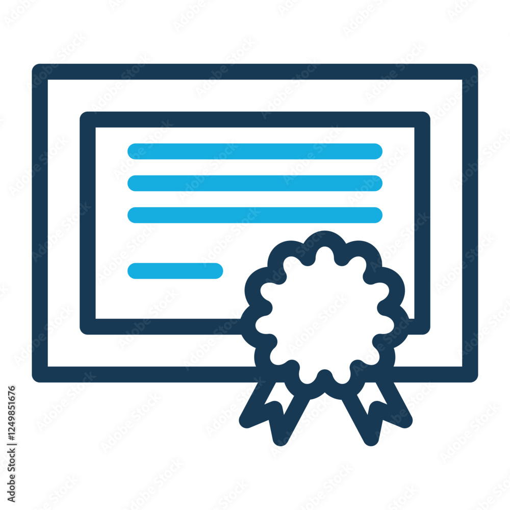 Certification Icon Color Outline Style