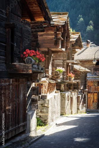 Obraz na płótnie Alley Way in Zermatt Village Switzerland w salonie