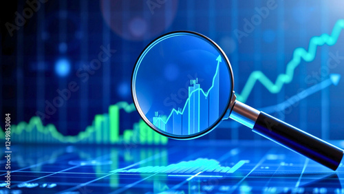 a magnifying glass hovering over an abstract digital financial chart.