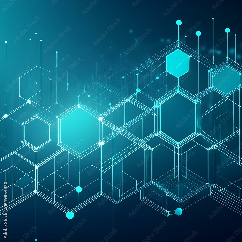 Fototapeta premium modern scientific background with hexagons, lines and dots background graphic resource