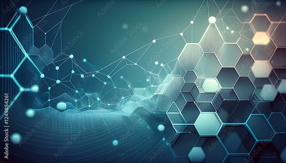 Obraz premium modern scientific background with hexagons, lines and dots background graphic resource