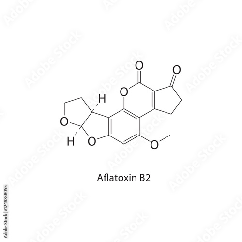 Aflatoxin B2 skeletal structure.Quaternary Ammonium Compound compound schematic illustration. Simple diagram, chemical structure.