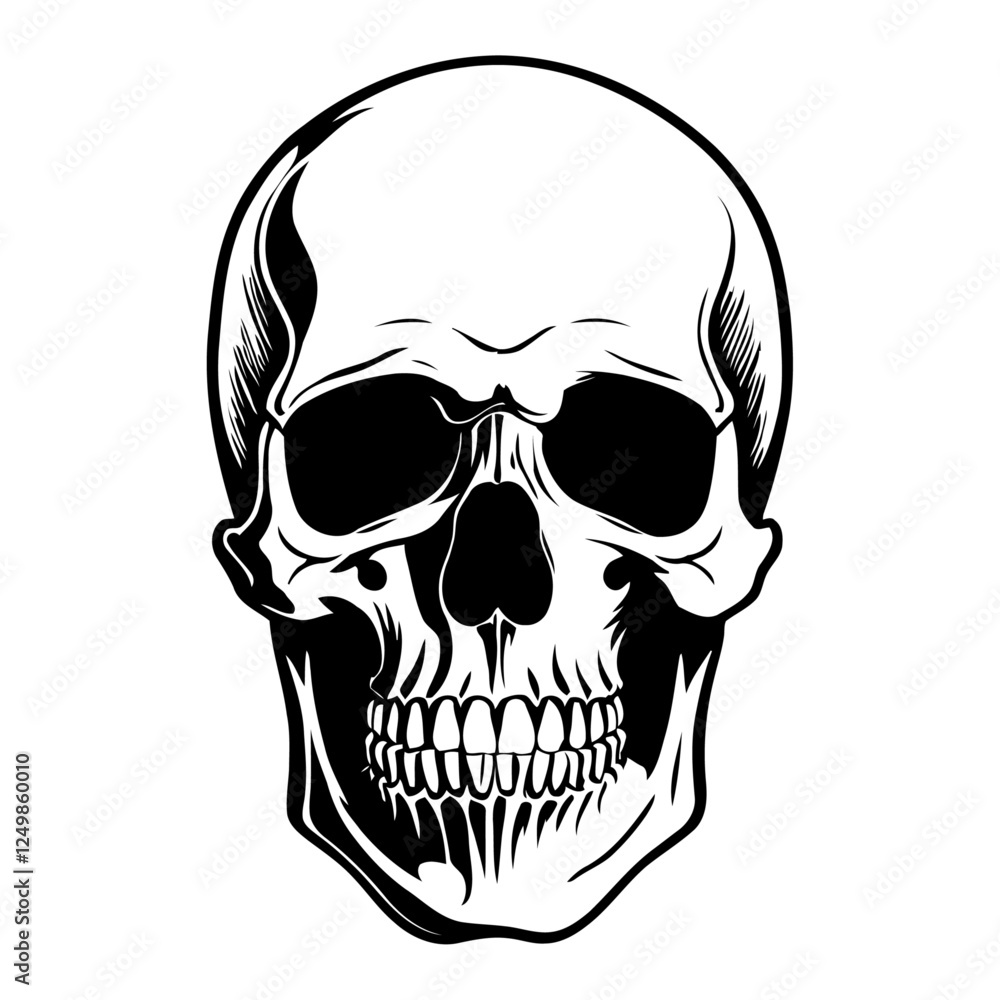 Fototapeta premium Skull and Crossbones Vector Illustration with Human Skull and Bones