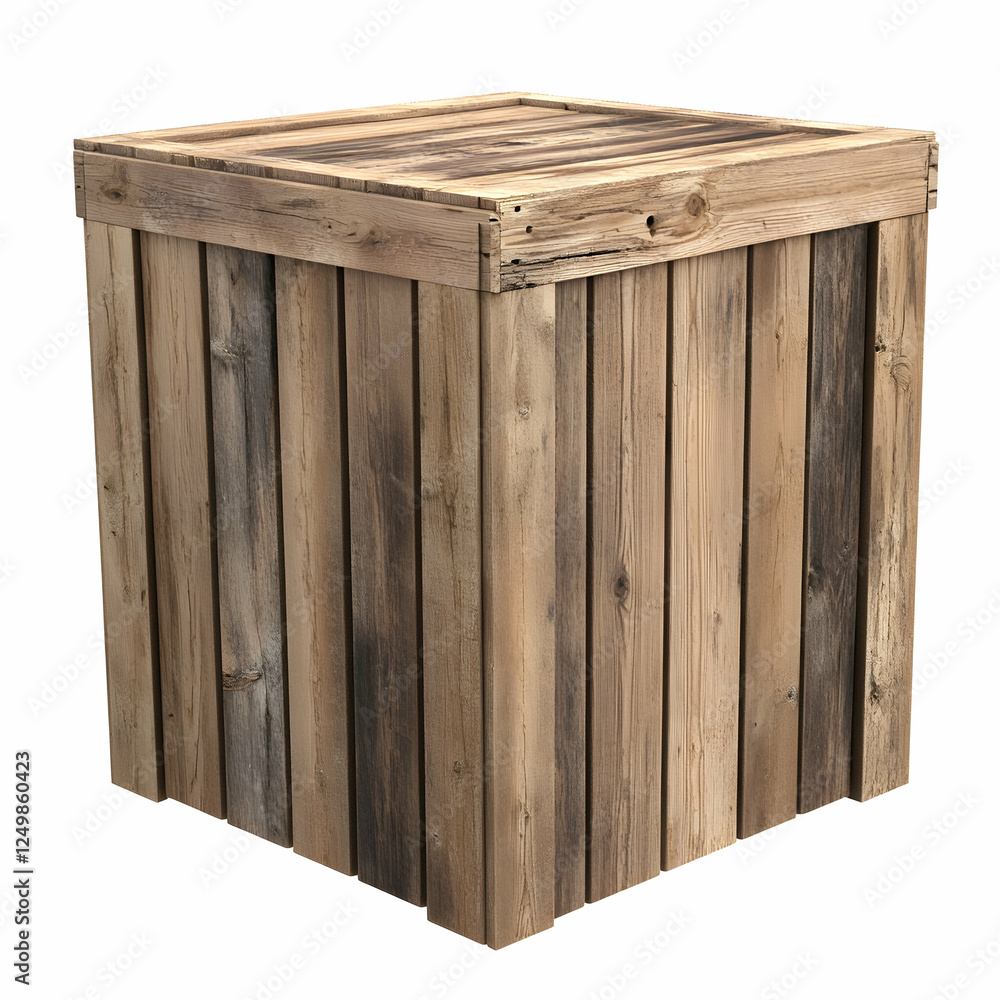 Rustic wooden crate, storage, isolated, white background, product display Rustic wooden crate, storage, isolated, white background, product display