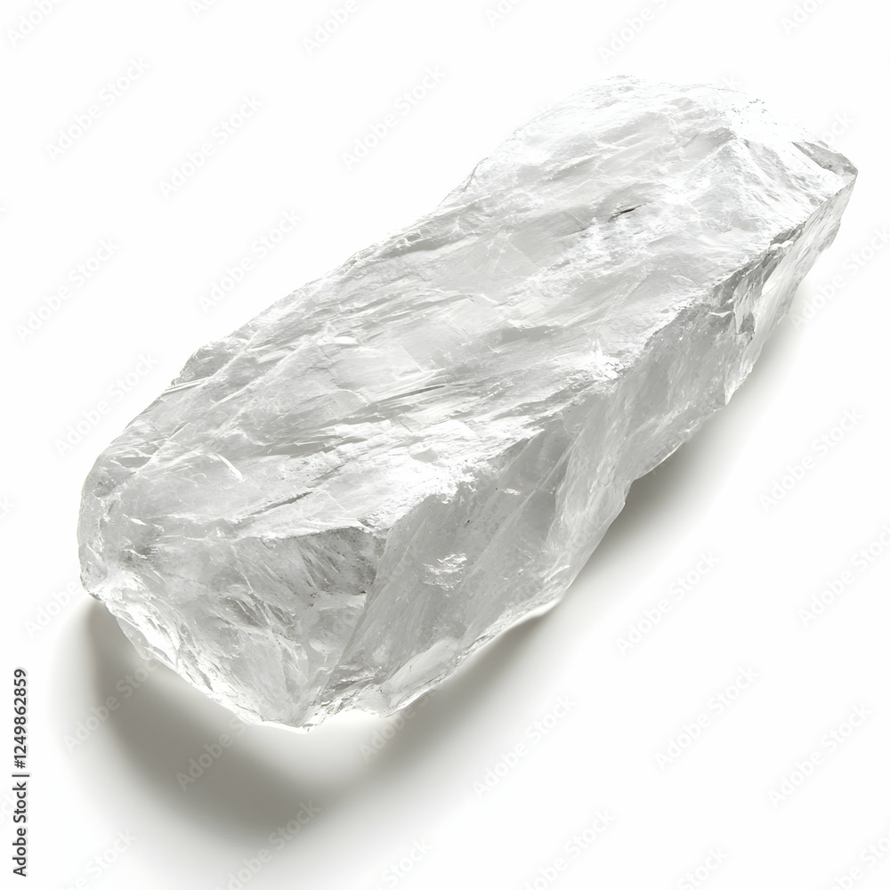 Obraz premium Rough quartz crystal on white background, studio shot
