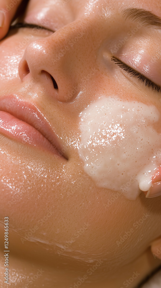 Obraz premium Hydrating facial moisturizer application by beautician 