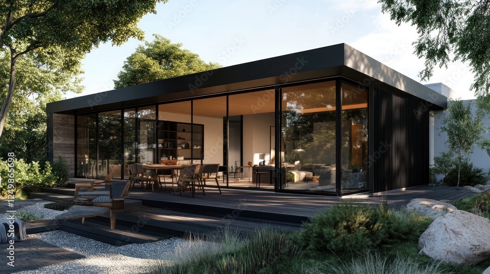 Modern Minimalist House Design: A Luxurious Glass and Black Exterior Home in a Tranquil Setting Modern Minimalist House Design: A Luxurious Glass and Black Exterior Home in a Tranquil Setting